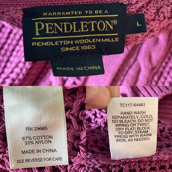 Pendleton Women's Pink Open Cable Knit Button-Front Cardigan Sweater Size Large - Picture 3 of 5